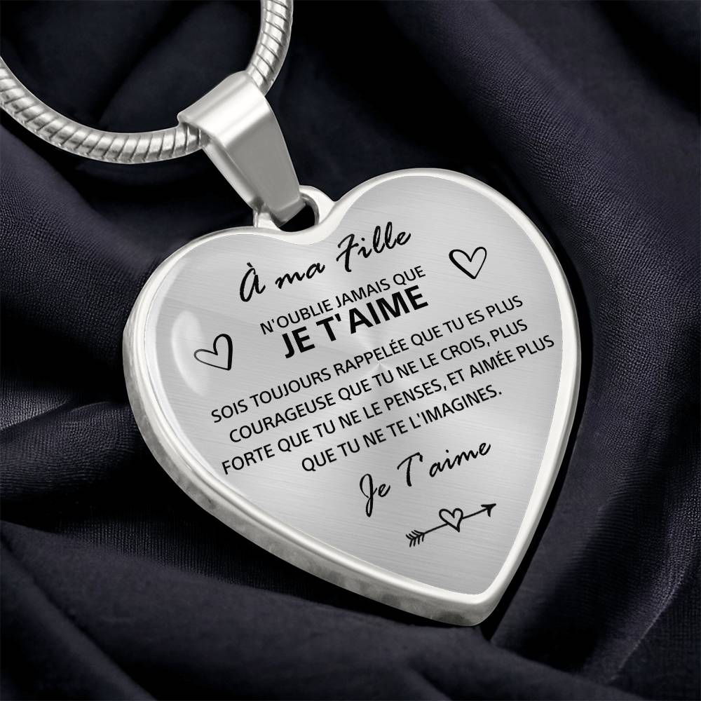 À ma Fille – « N’oublie jamais que je t’aime », collier cœur