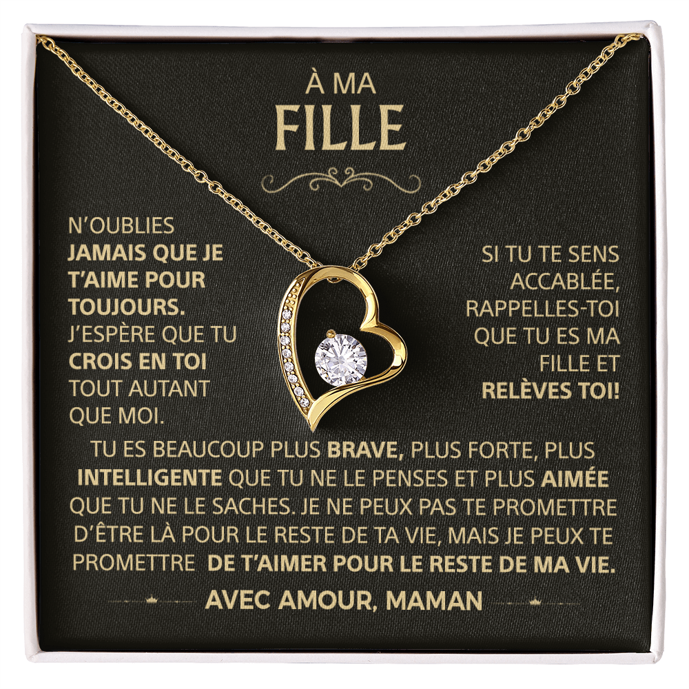 À ma Fille - Je t'aime, ta maman - Collier cœur