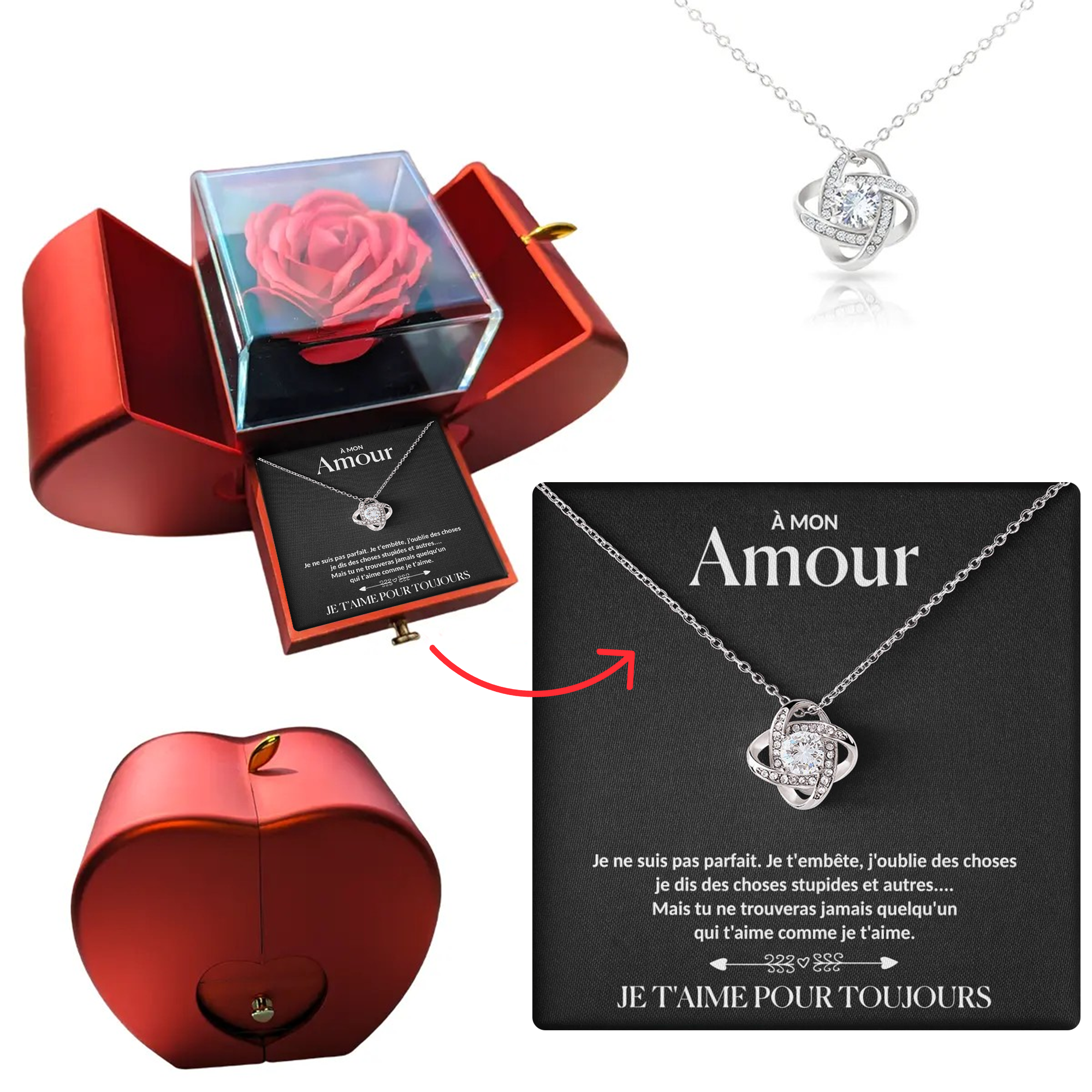 À mon Amour - Collier rose pour toujours