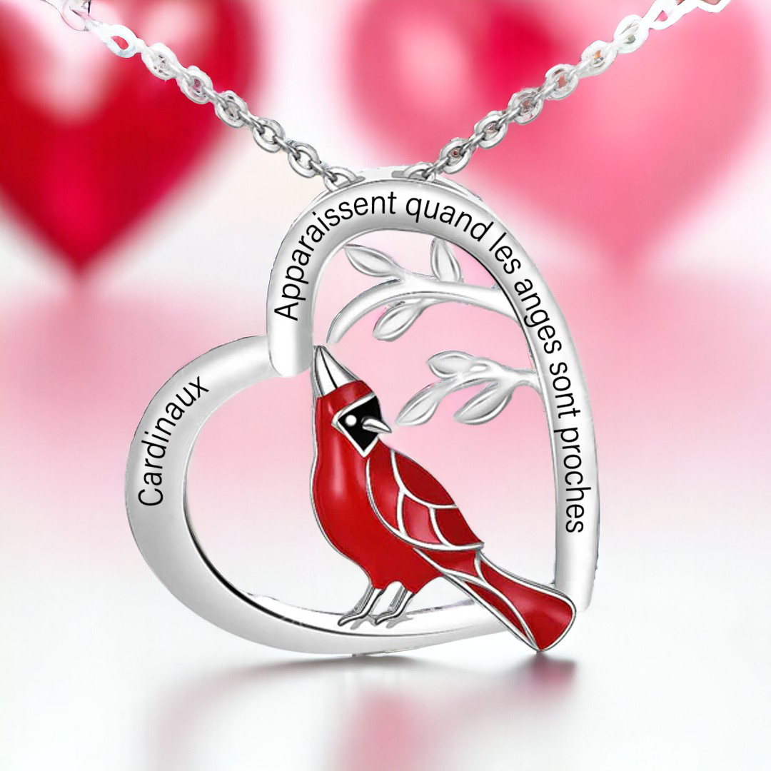 Collier pendentif coeur cardinal