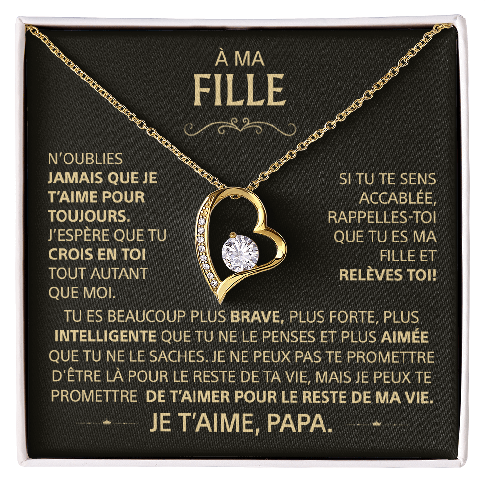 À ma Fille - Collier cœur, je t'aime papa