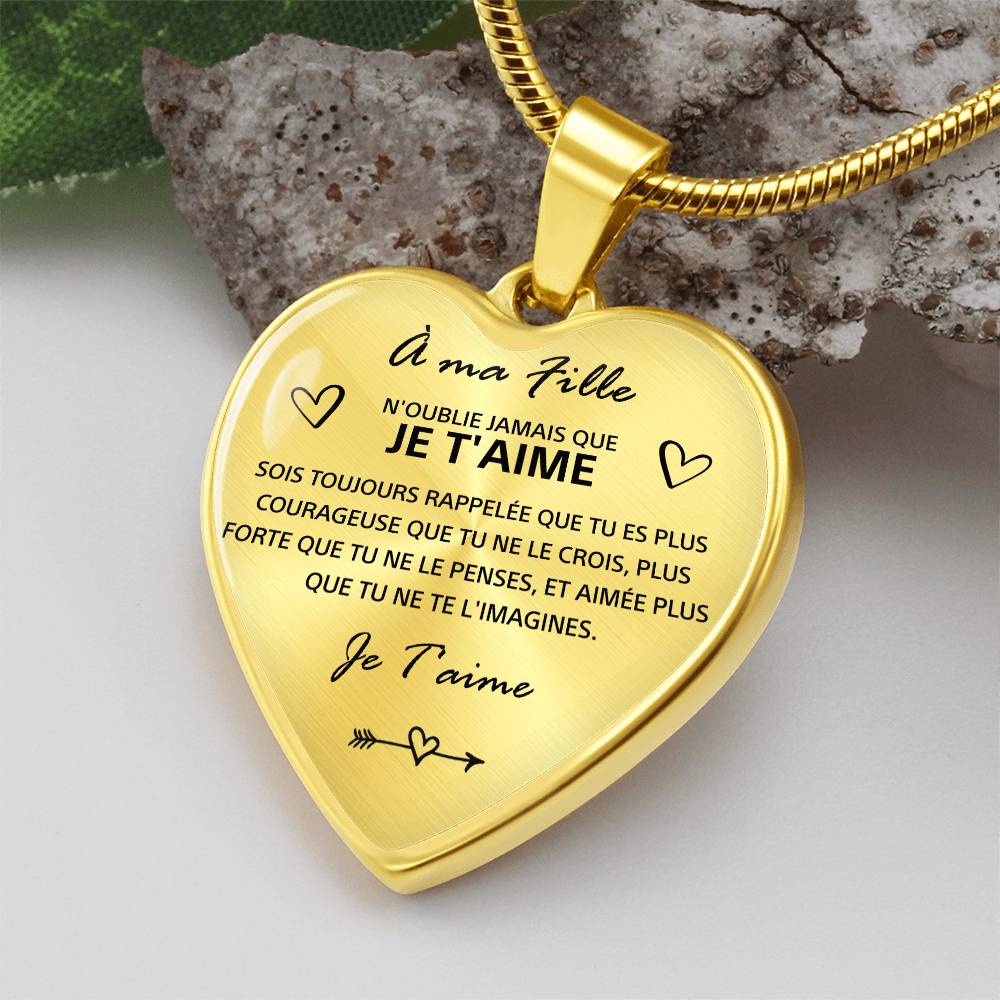 À ma Fille – « N’oublie jamais que je t’aime », collier cœur