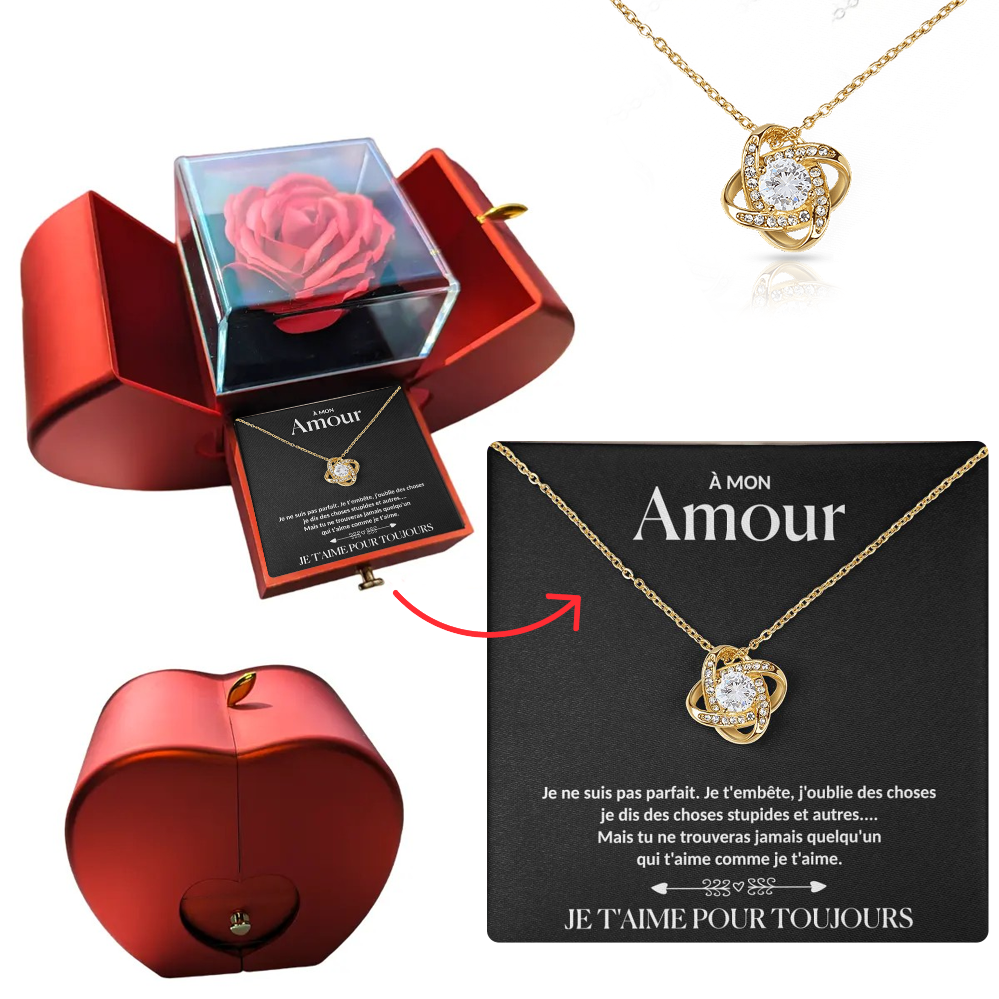 À mon Amour - Collier rose pour toujours