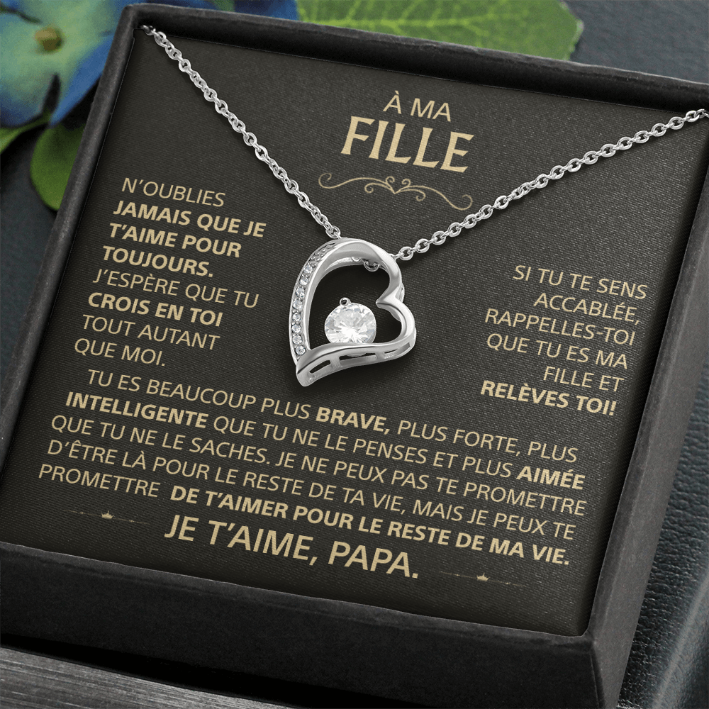 À ma Fille - Collier cœur, je t'aime papa