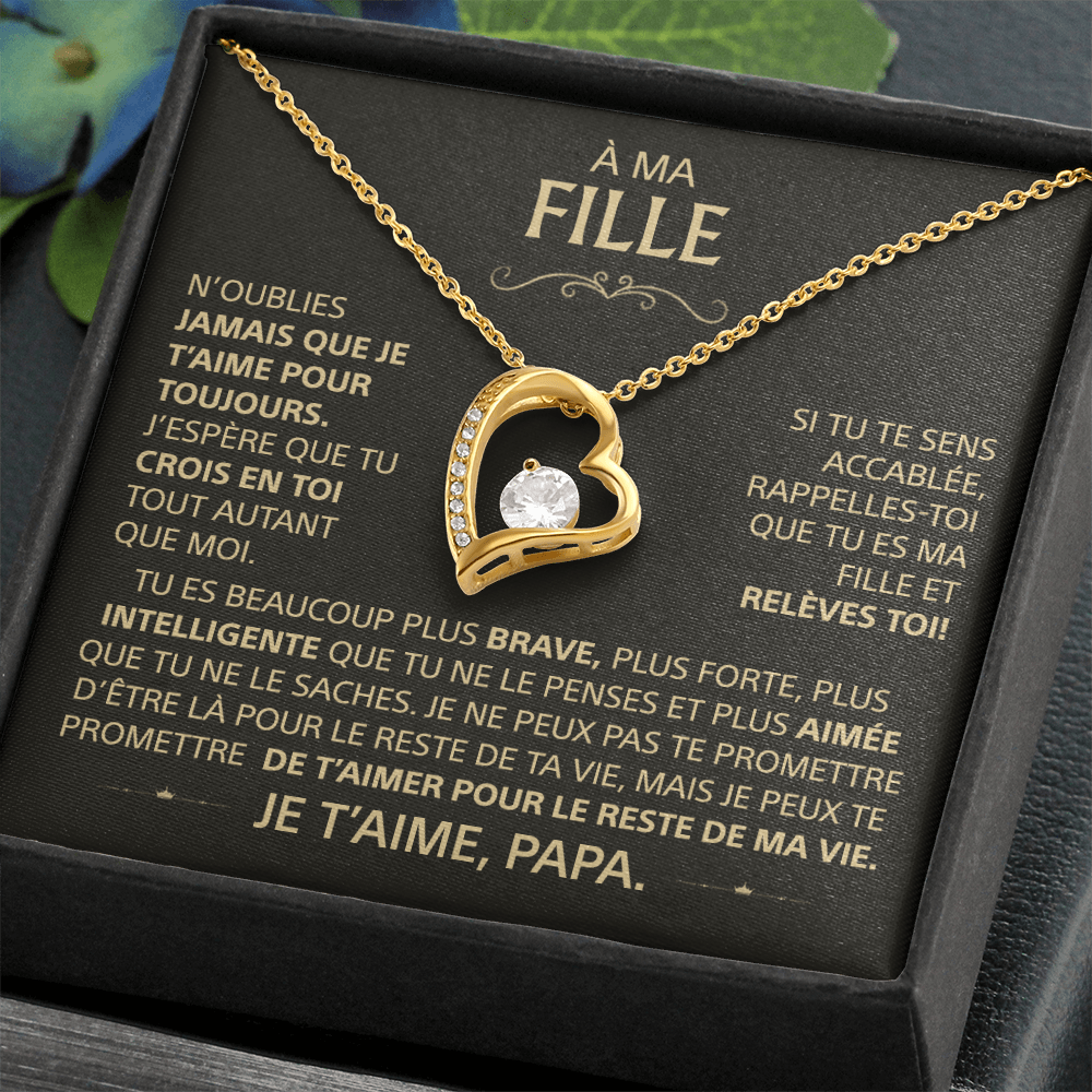 À ma Fille - Collier cœur, je t'aime papa