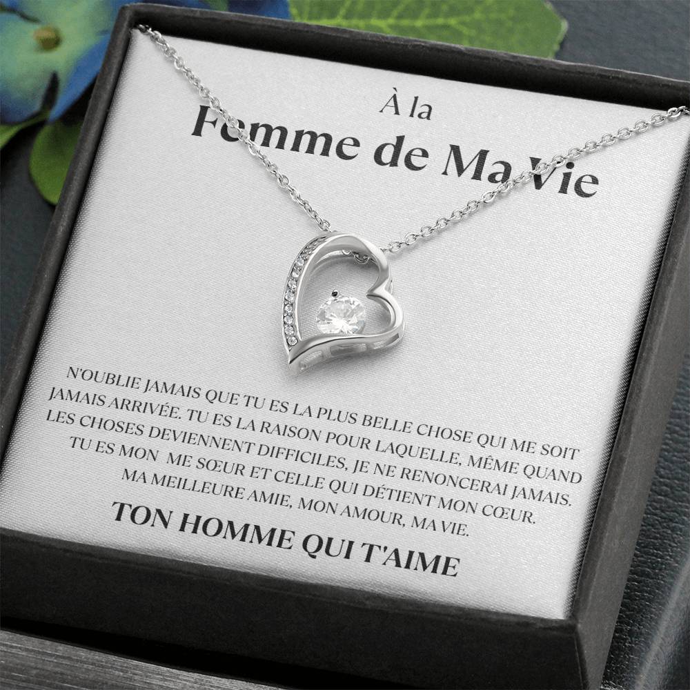 À la Femme de ma Vie - Collier coeur d'amour