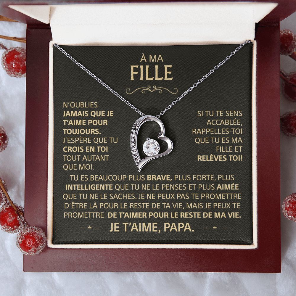 À ma Fille - Collier cœur, je t'aime papa