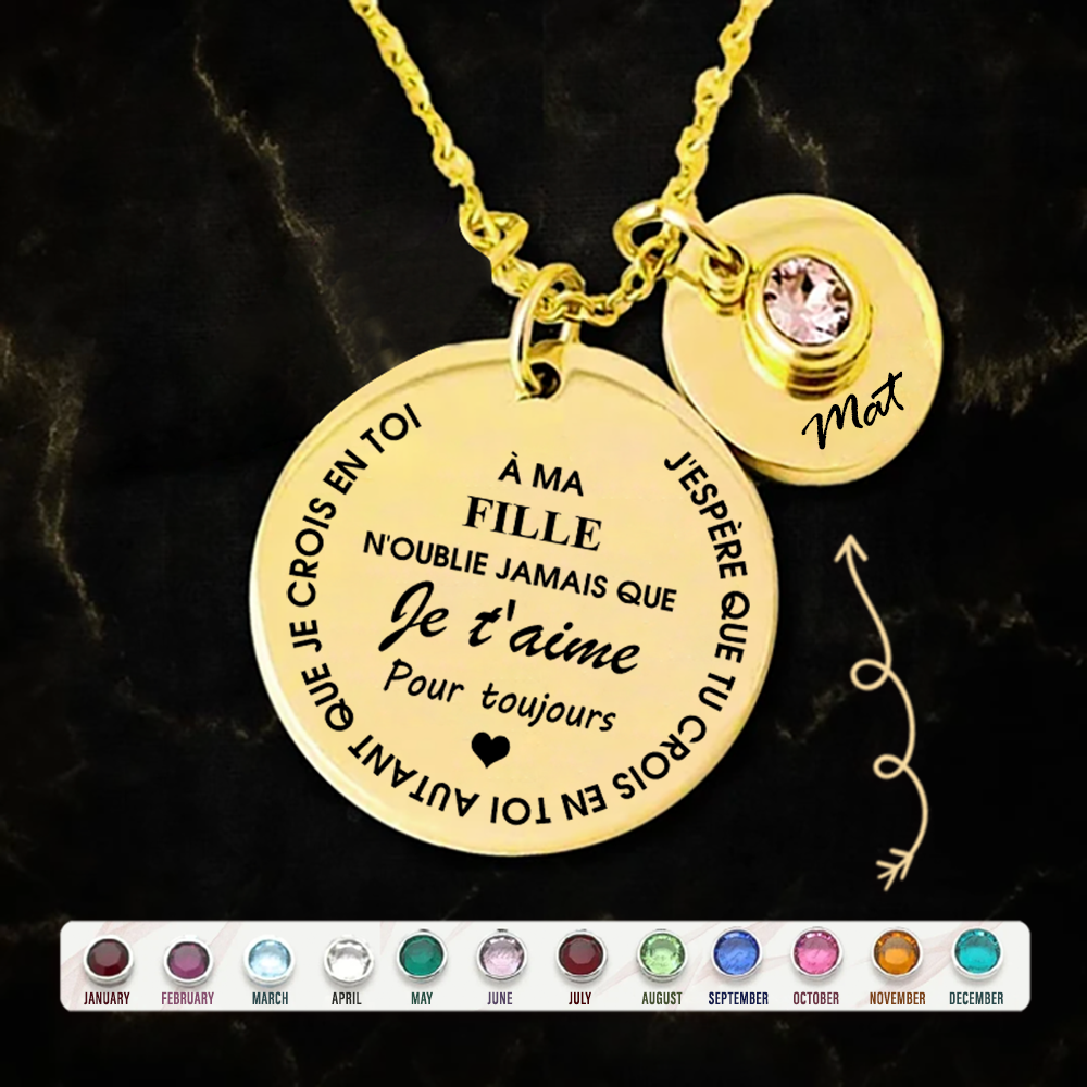 Collier familial - N'oublie jamais que je t'aime - Or