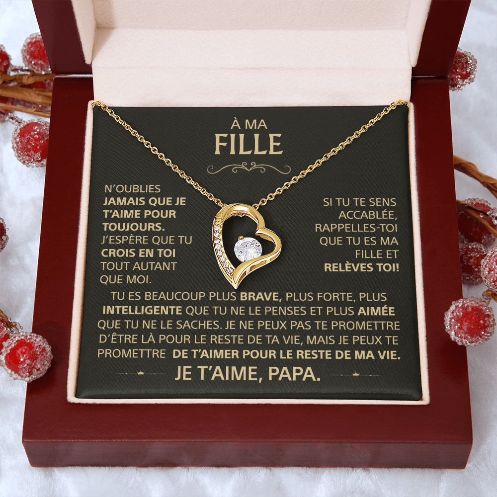 À ma Fille - Collier cœur, je t'aime papa