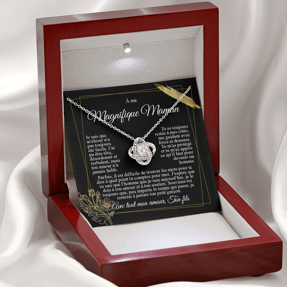 À ma Maman - Je t'aime de la part de mon fils - Collier nœud