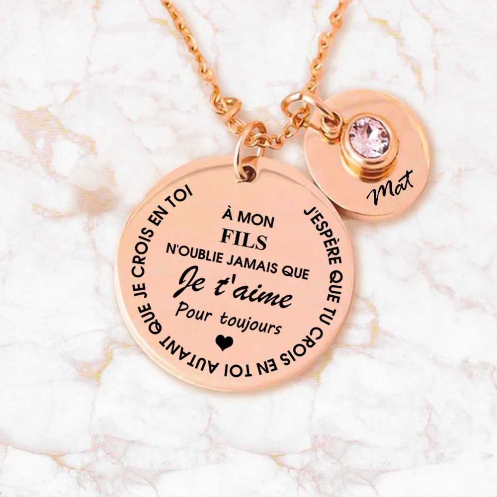 Collier familial - N'oublie jamais que je t'aime - Or