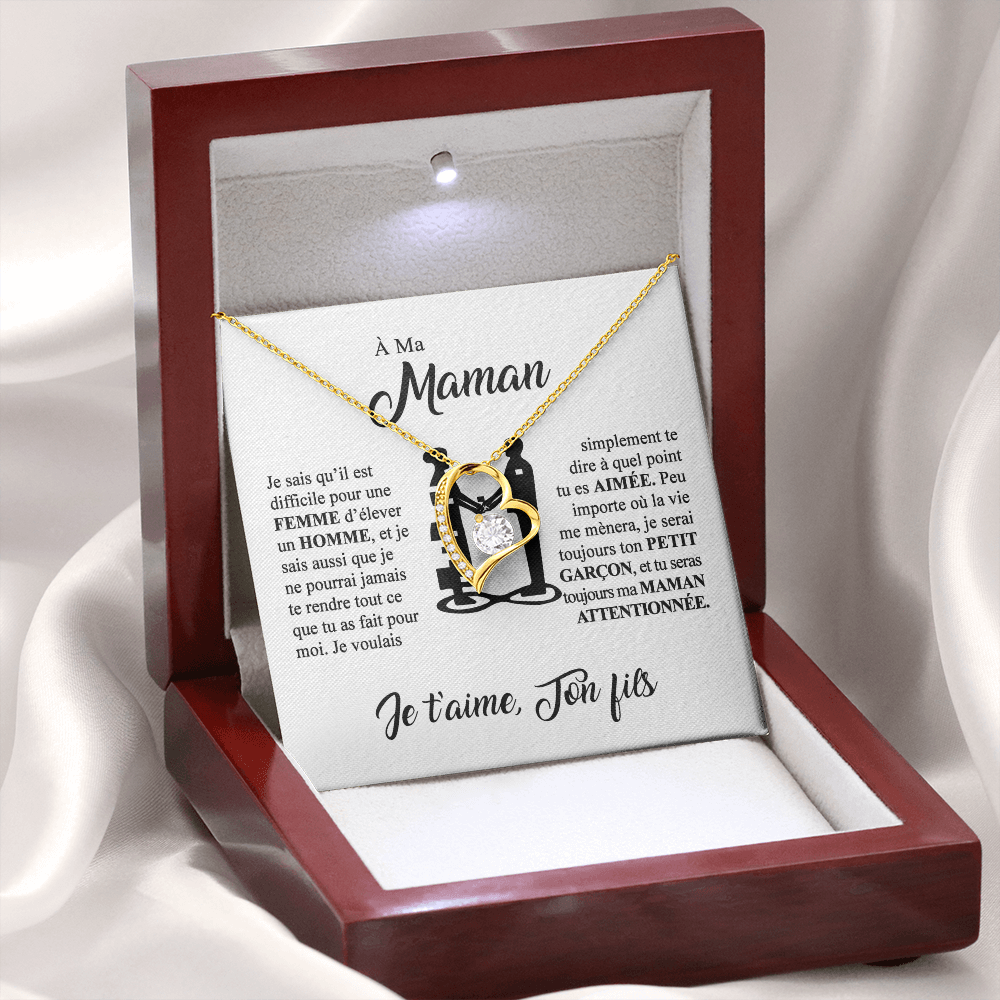 À ma Maman - Je t'aime - Collier cœur