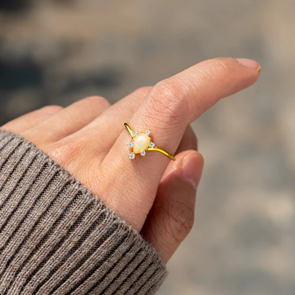 À ma Fille - Bague avec pierre opale